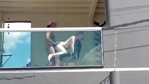 Interracial blonde caught with her boss cumming on his cock