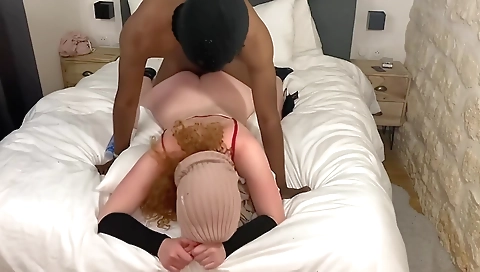 Big boobed blonde with small tits gets her crotch fucked