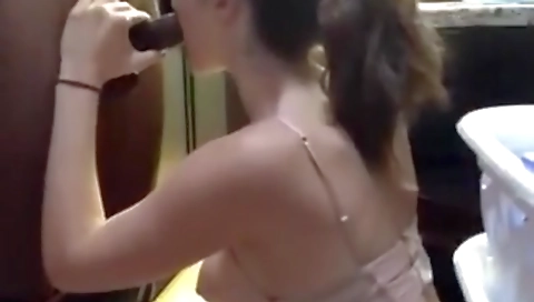 Busty amateur milf fucks her boyfriend in the kitchen