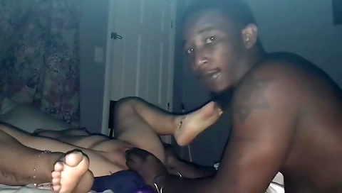 Amateur interracial cunnilingus with a tattooed blonde