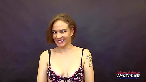 Busty brunette 18+ gets her deep throat licked in the casting