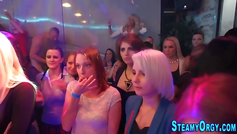 Blonde redhead in stockings deepthroating a black cock