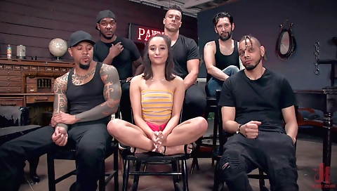 Hairy gang-banged and double penetration in amateur