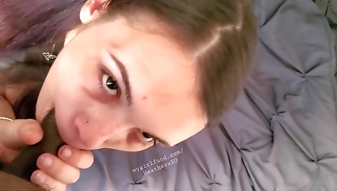 Brunette ebony girl gets her dick hard in her cunt