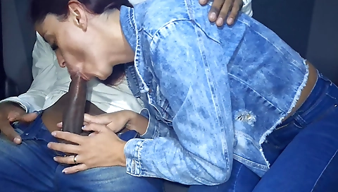 Red head gets her pussy fucked on the passenger seat