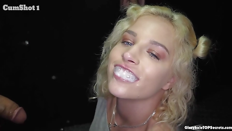 Blonde takes care of her partner and gets a cum shot on her body