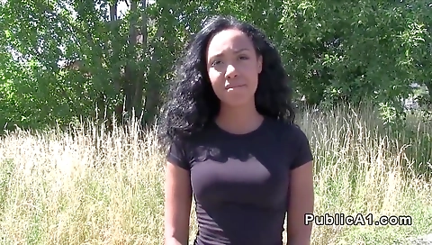 Ebony woman in stockings is flashing her big black cock