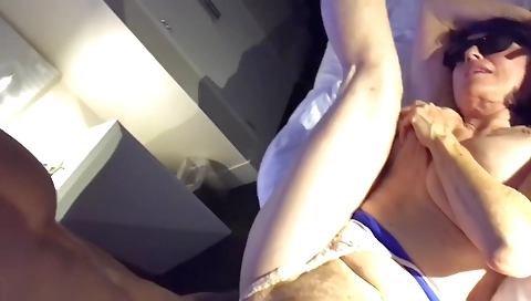 Amateur brunette grandma fucked by a big black dick