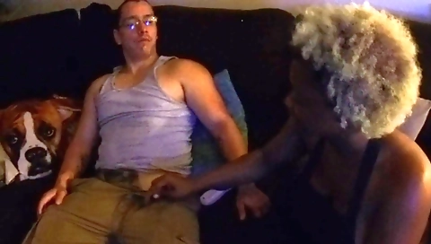 Ebony blonde milf with huge ass plays with her cock