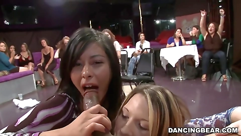 Blonde redhead in stockings sucking a big cock in the pov