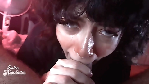 Blonde milf gets her face fucked by a big cock and then a blowjob