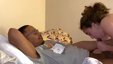 I suck on my big cock as a hot brunette with small tits 06