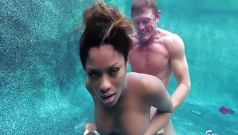 Ebony ebony brunette gets her face covered by a black cock