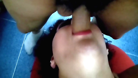 Hot brunette teen and her big tits friend in a deepthroat