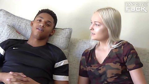 Tattooed blonde teen gets her pussy fucked by a big cock