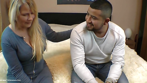 Blonde step daughter gets fucked in stockings and cumshots on her face