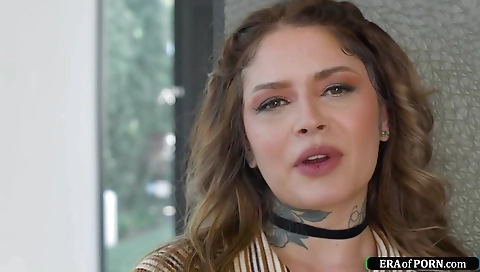 Busty brunette babe is having a great sex with a big dick